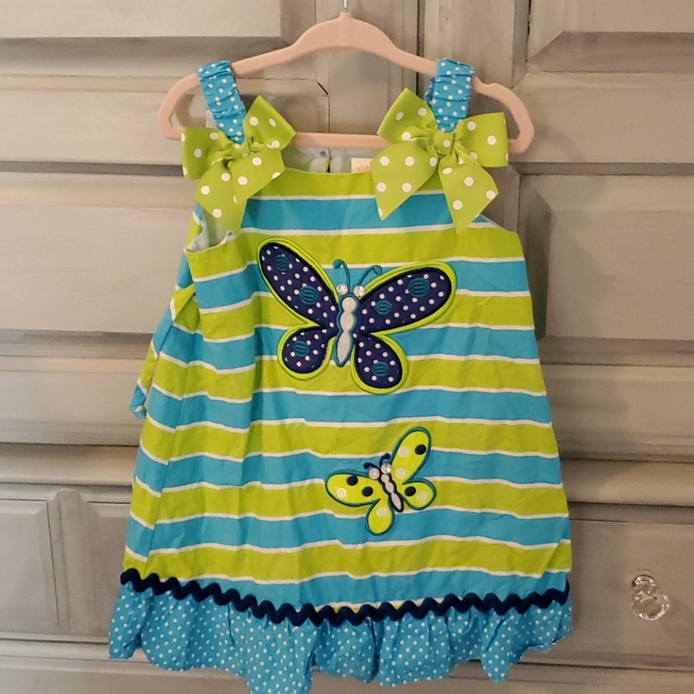 Blue and green Butterfly Easter dress summer dress